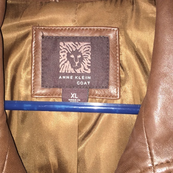 Anne Klein Brown Leather Coat - Picture 2 of 7